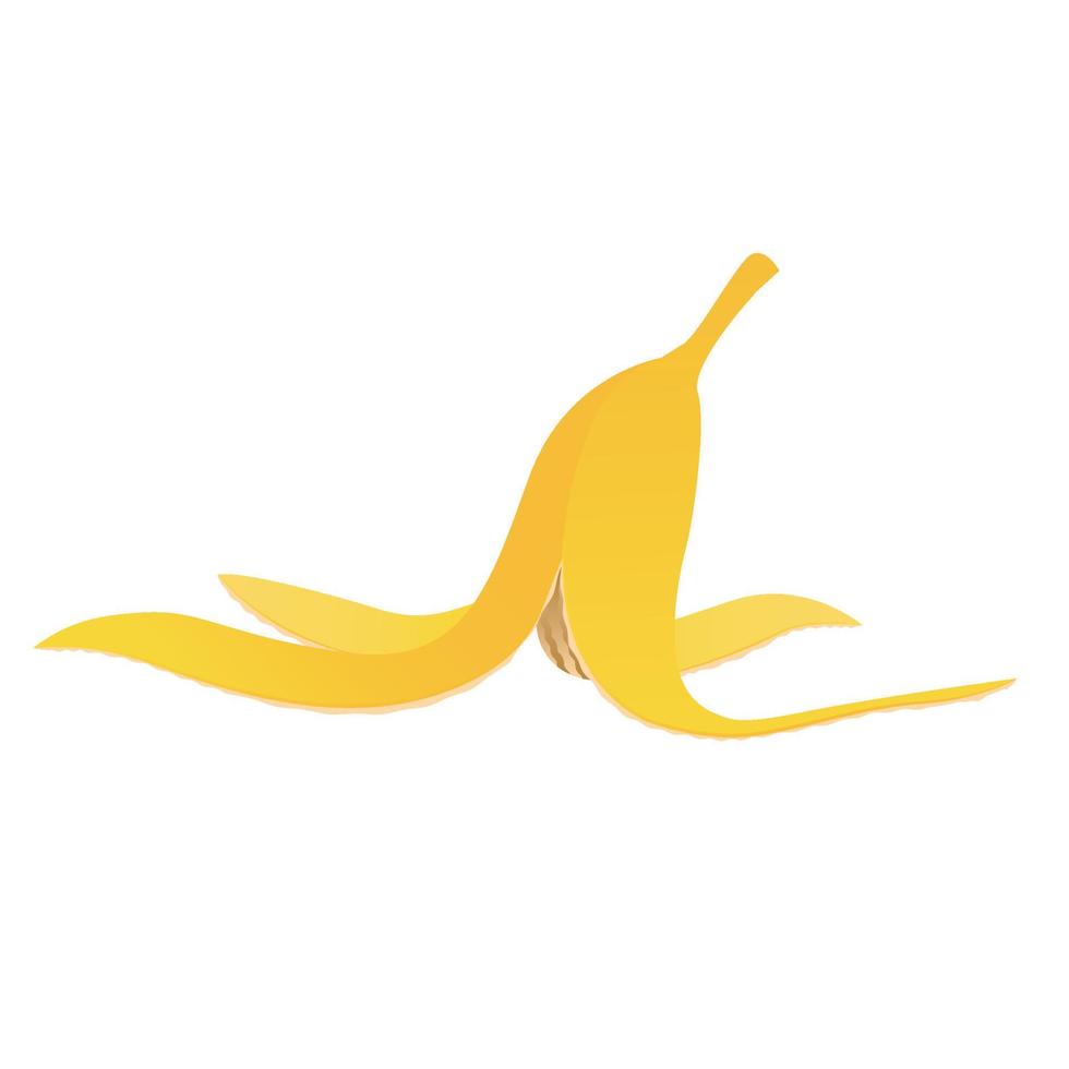 Banana peel on the floor funny cartoon illustration vector with simple gradients. Organic garbage waste recycling. Flat template on white backdrop.