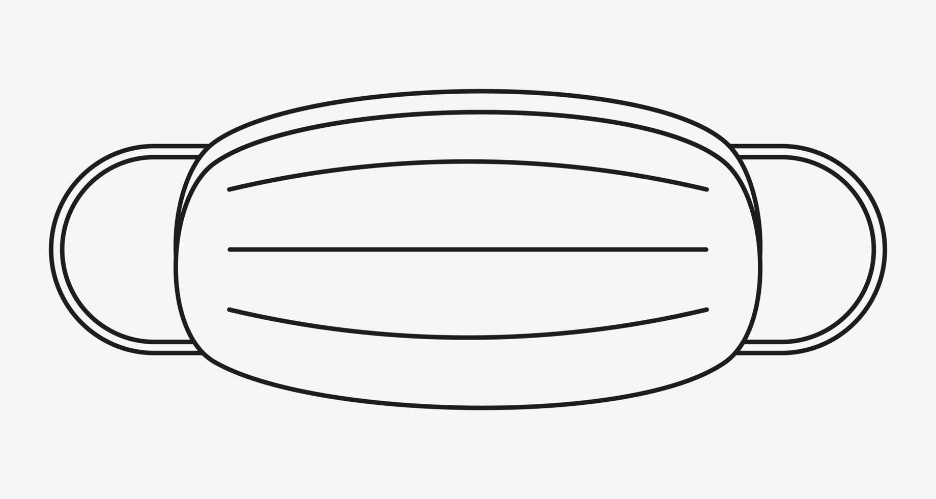 Vector illustration of surgical mask. Black outline icon on white background.