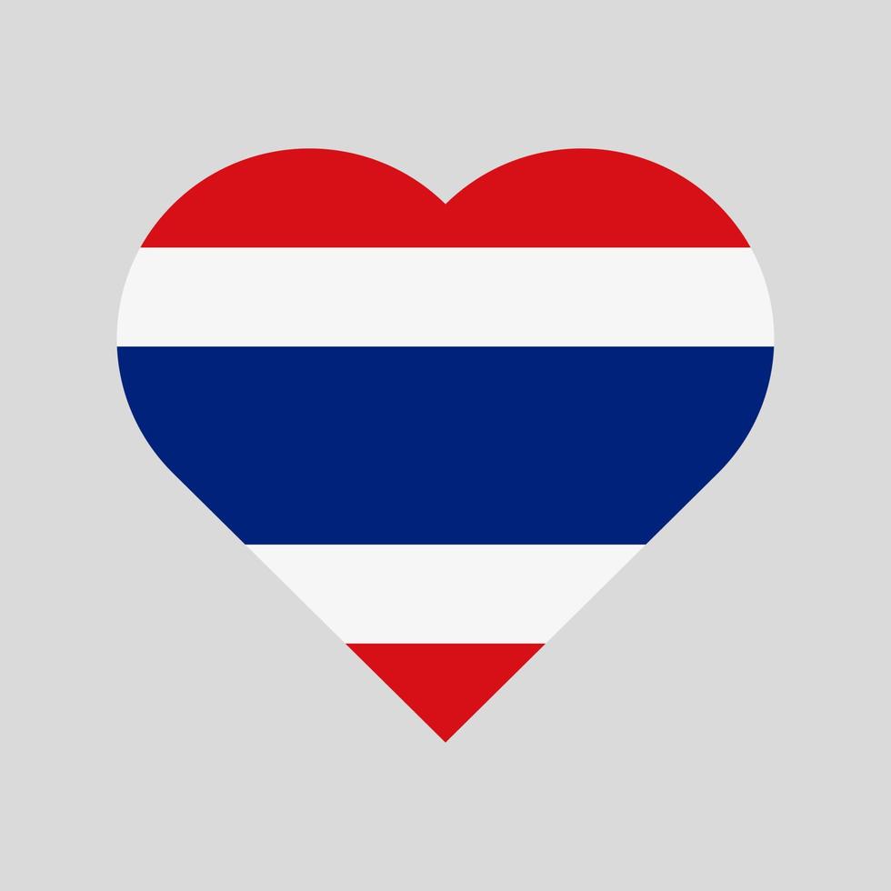 The flag of Thailand in a heart shape. Thai flag vector icon isolated on white background.