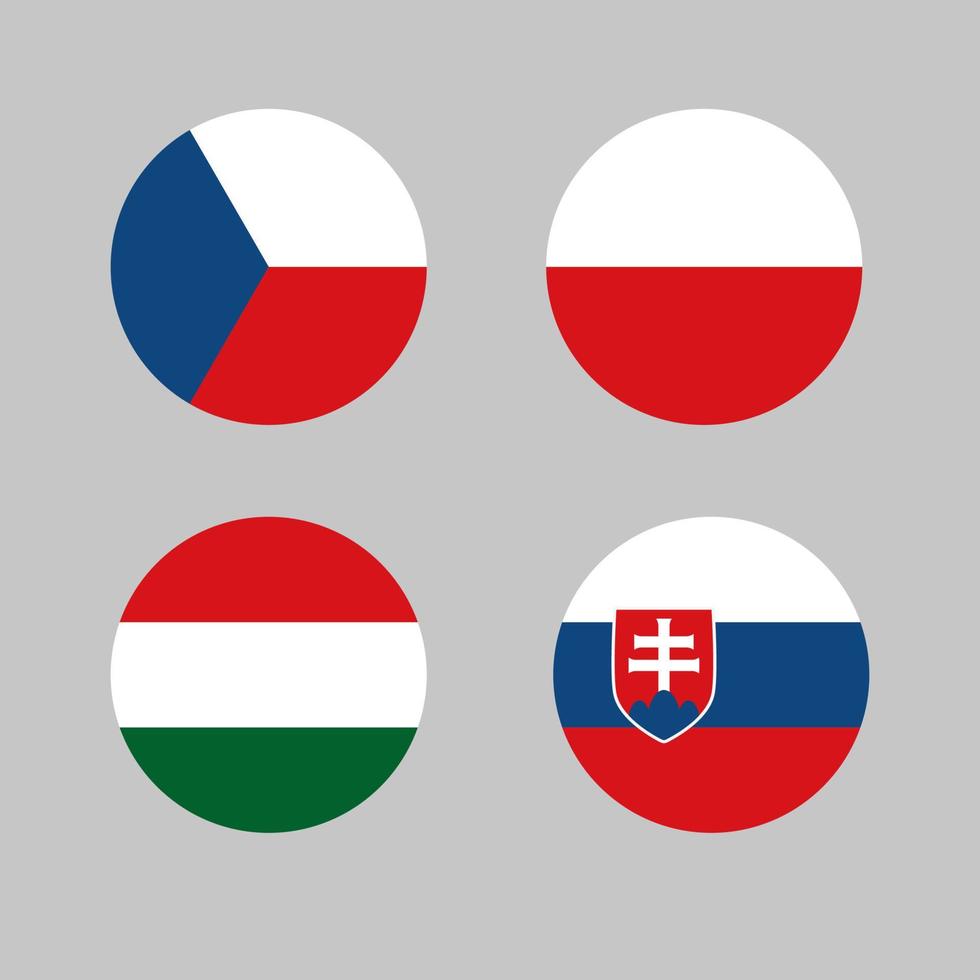 Vector symbol of four flags of visegrad countries