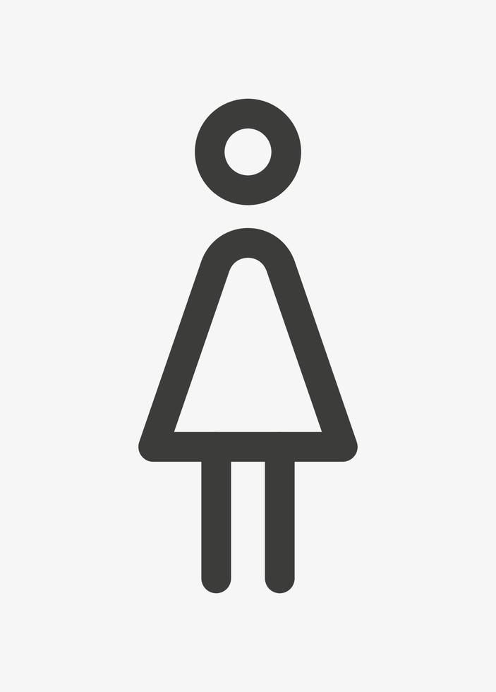 Woman outline pictogram isolated on white background. Female symbol. The symbol of a lady. Standing woman pictogram. Girl icon. vector