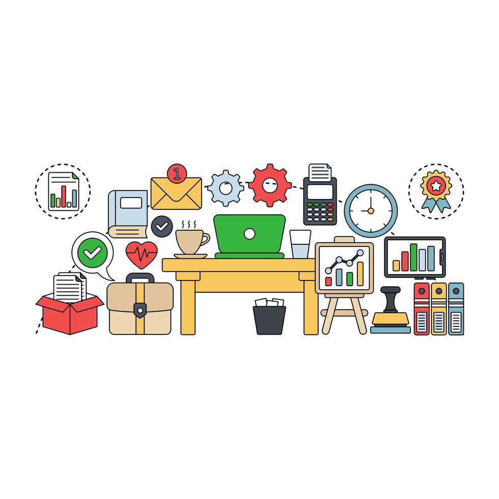 Conceptual design illustration of workplace vector