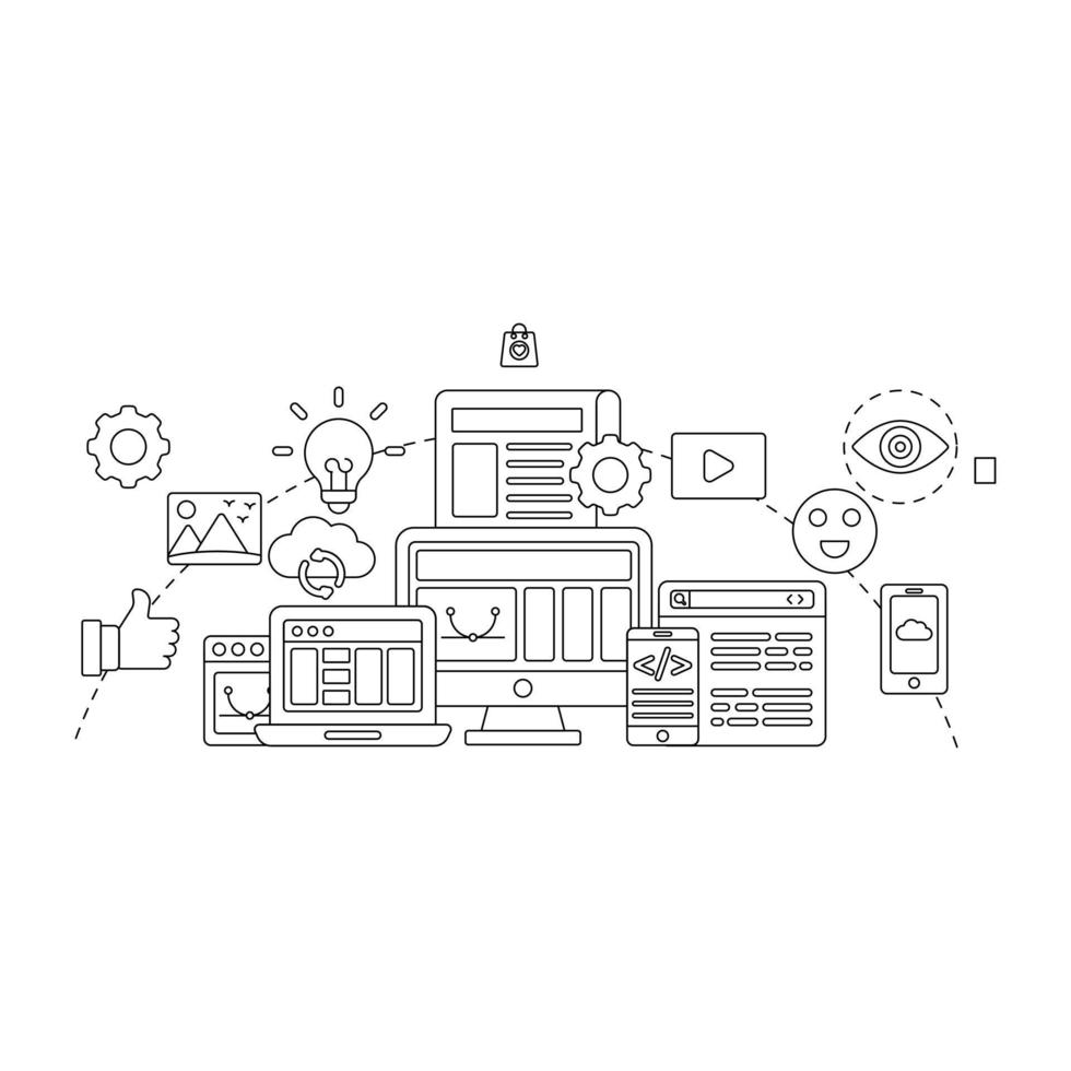Editable design illustration of mobile coding vector