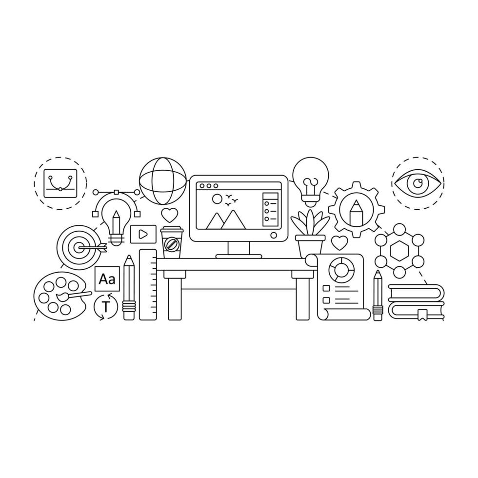 A unique design illustration of design studio vector