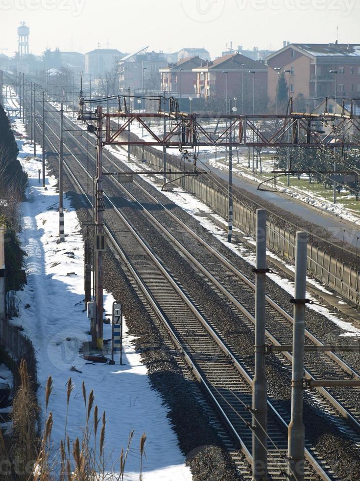 railway tracks for train photo