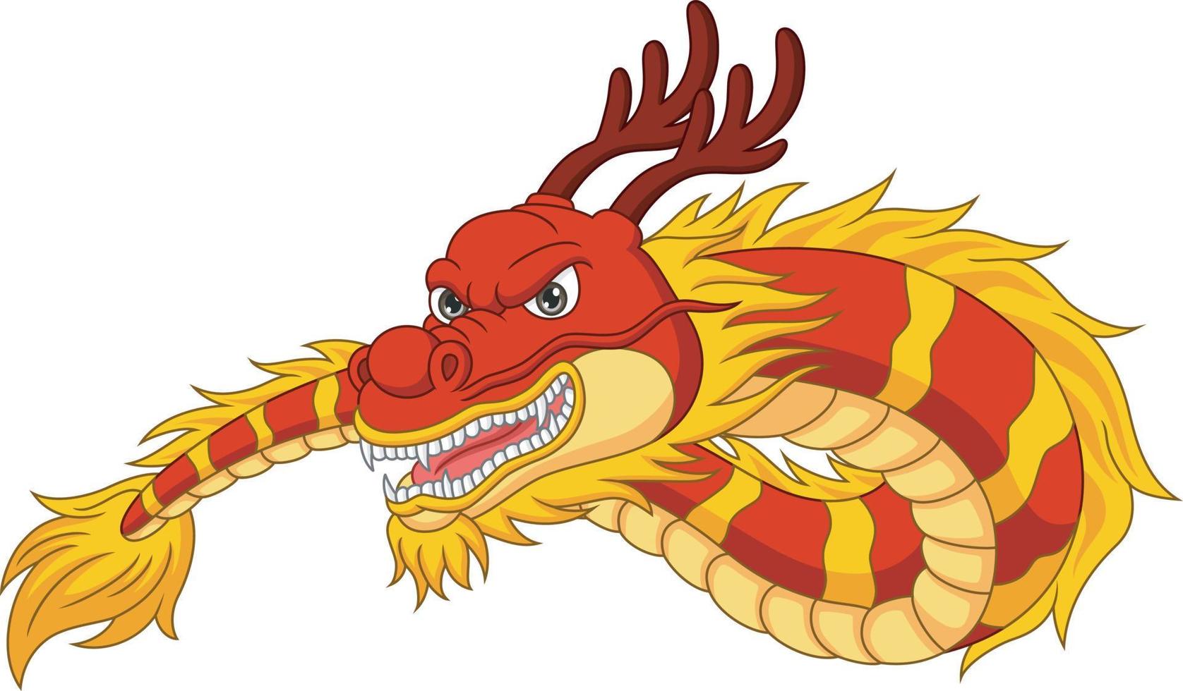 Cartoon chinese red dragon on white background vector