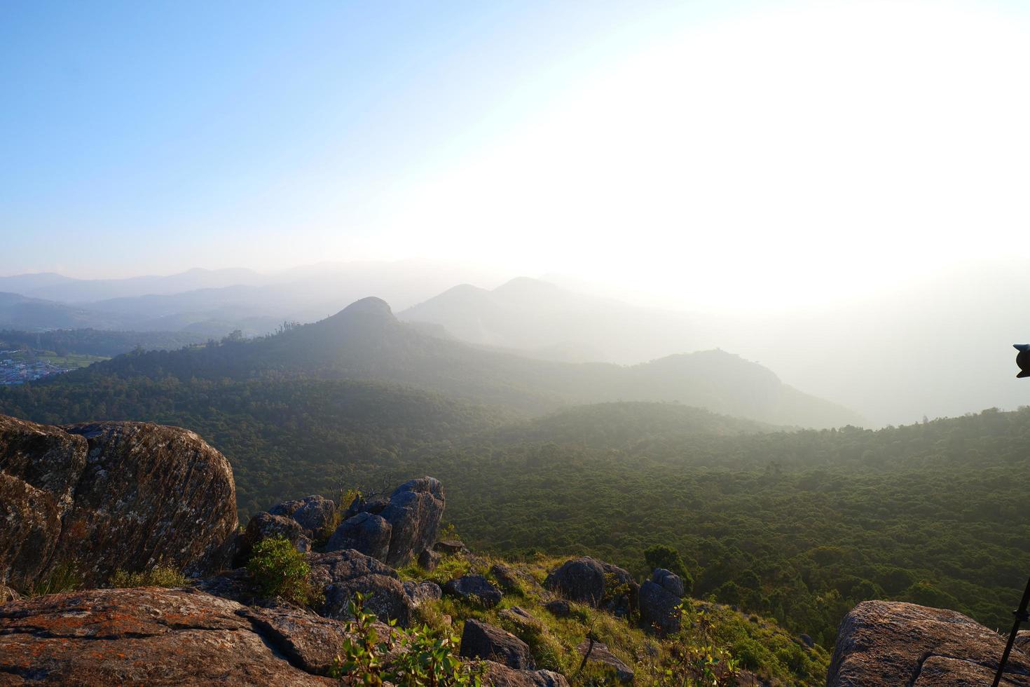 Sunset behind the hills photo