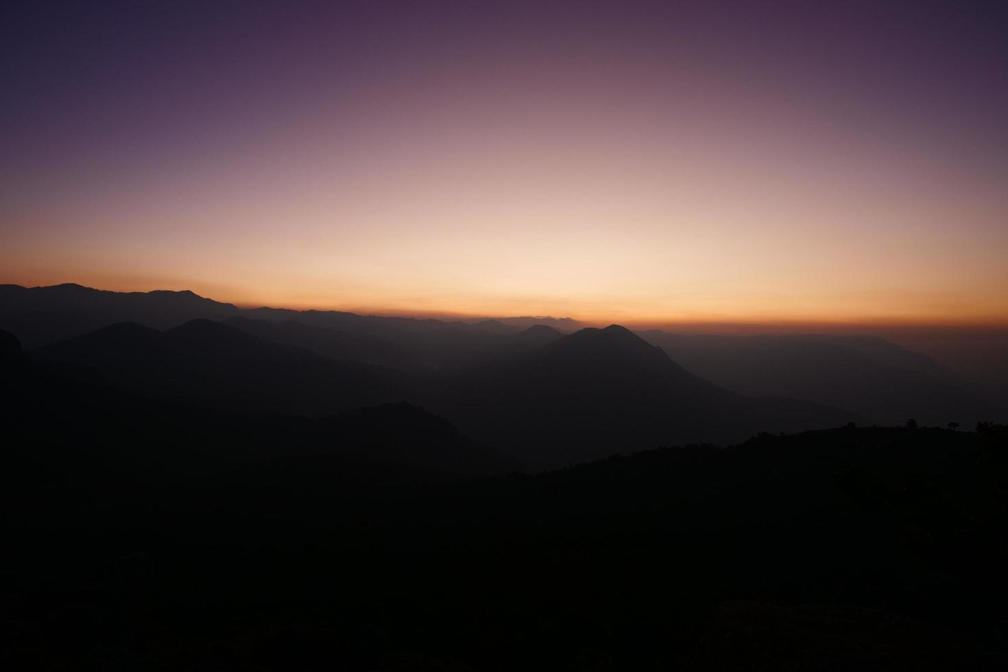 Sunset behind the hills photo