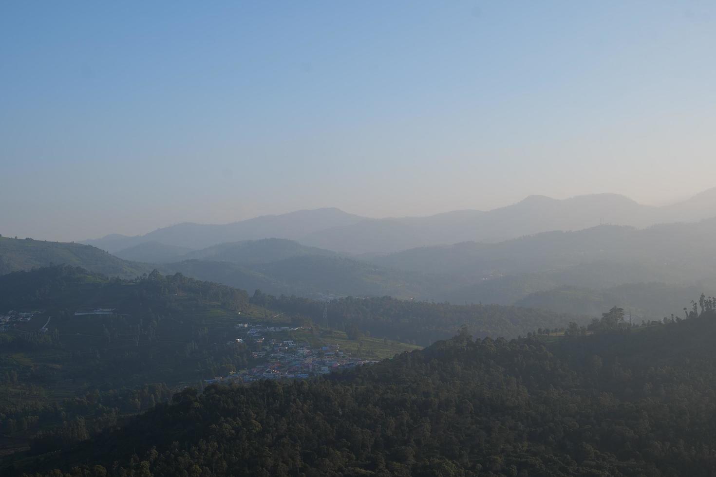 Sunset behind the hills photo