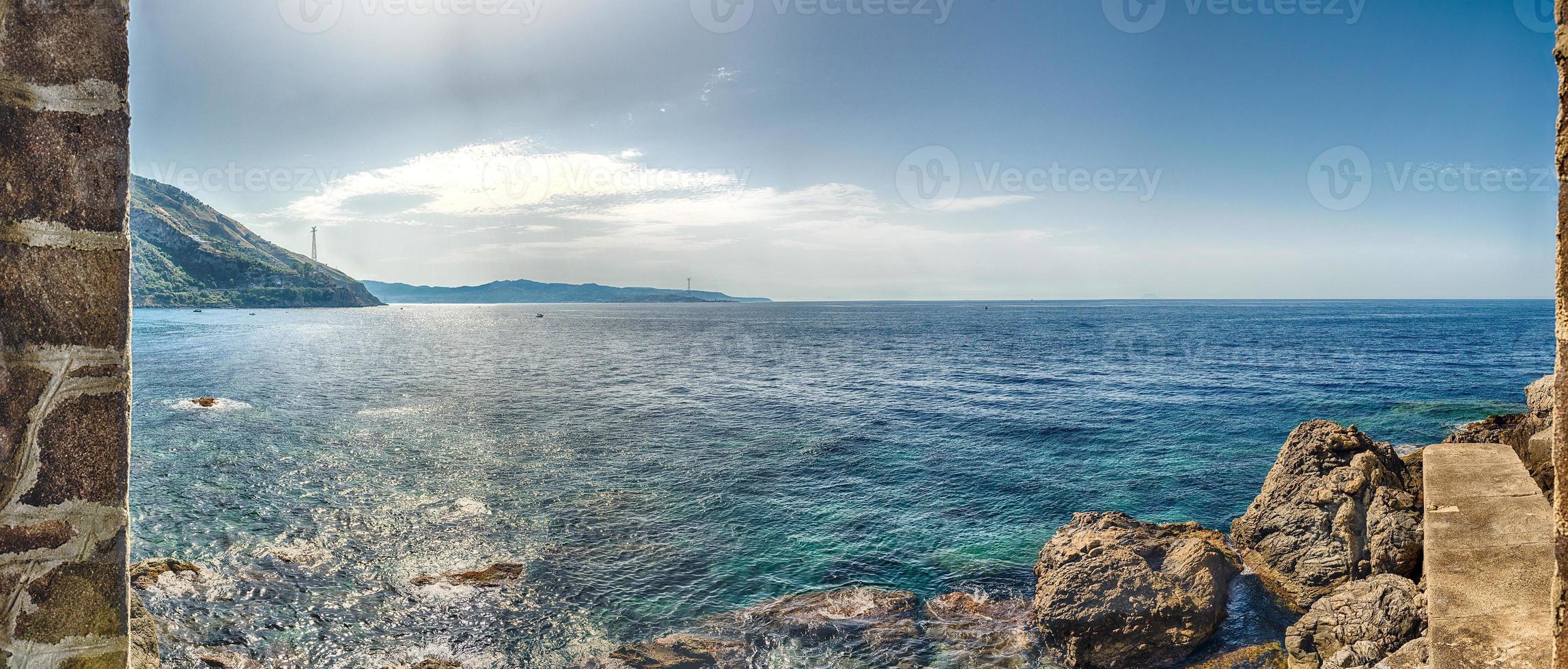 Panoramic view of the Strait of Messina, Italy photo