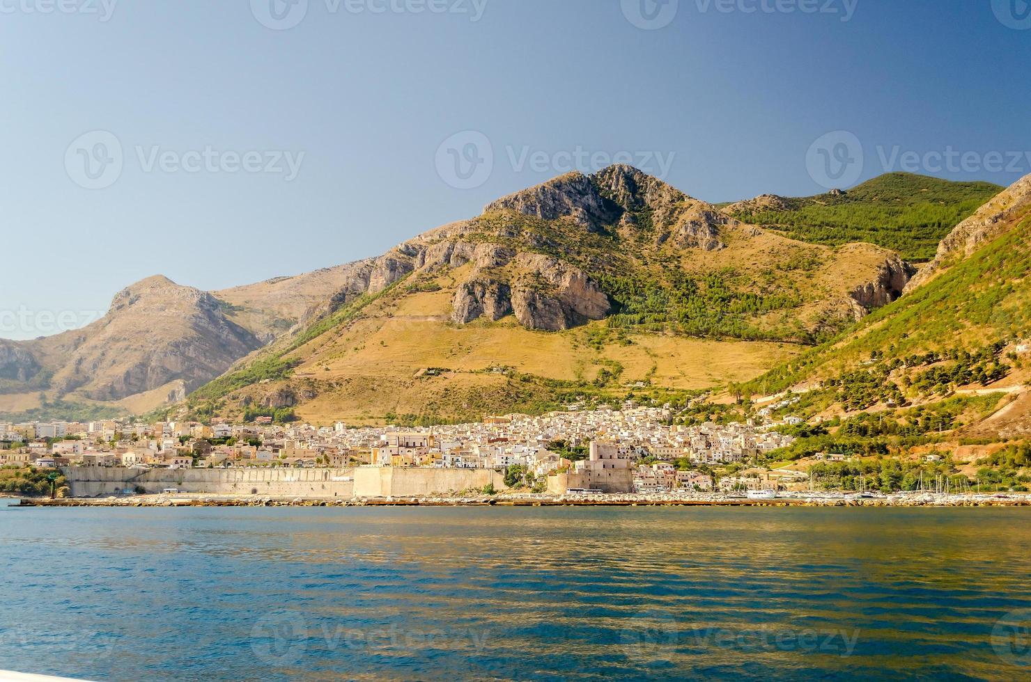 View from the sea of Castellammare del Golfo, Italy photo