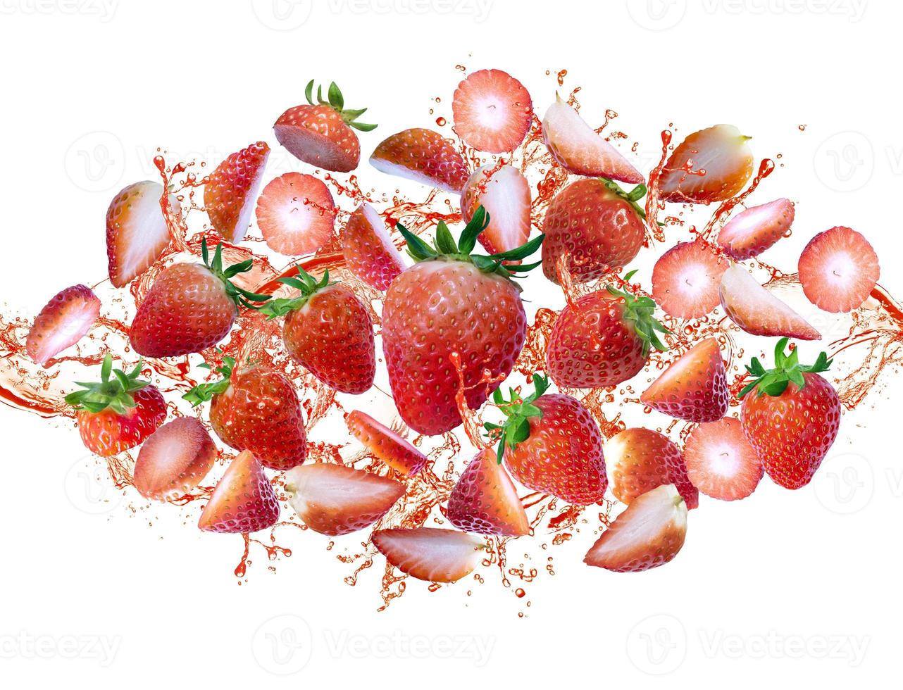 explosion of strawberry slice, strawberry splash photo