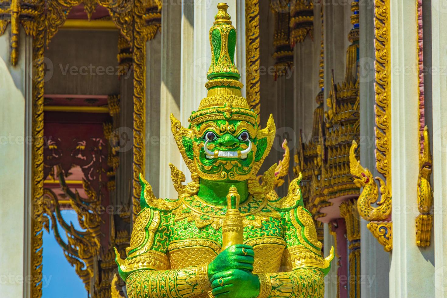 Temple guardian Yaksha Wat Don Mueang Phra Arramluang Bangkok Thailand. photo
