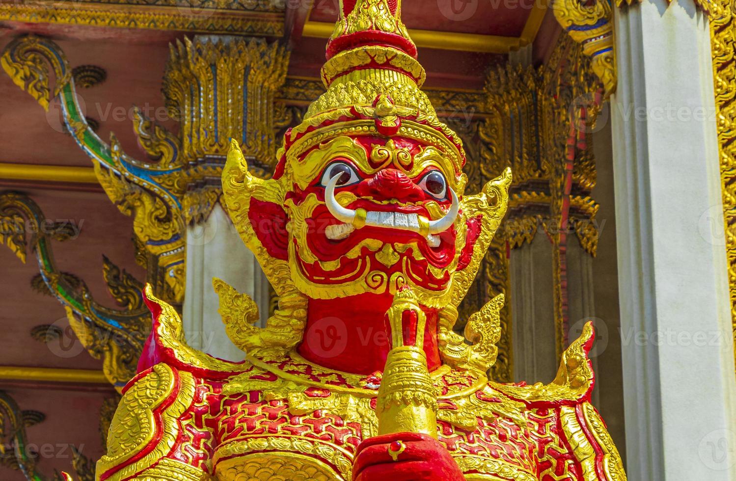 Temple guardian Yaksha Wat Don Mueang Phra Arramluang Bangkok Thailand. photo