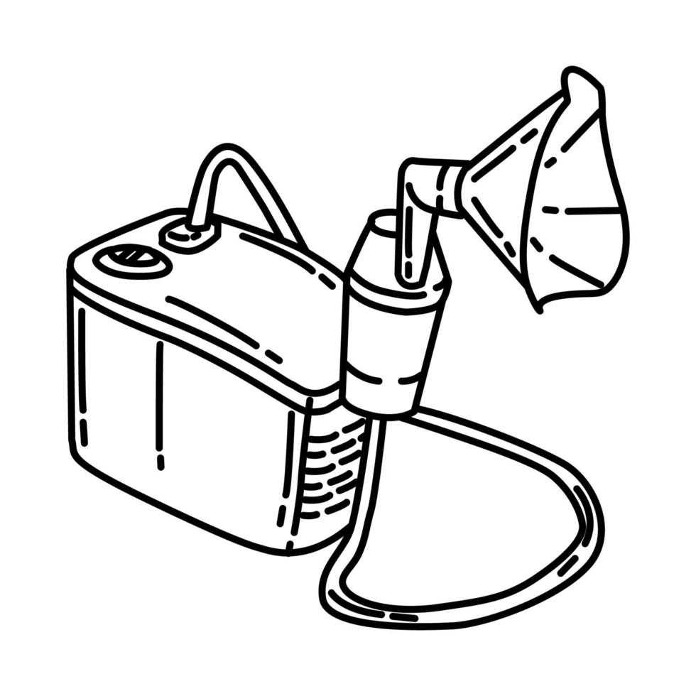 Nebuliser Respiratory Machine Icon. Doodle Hand Drawn or Outline Icon Style. vector