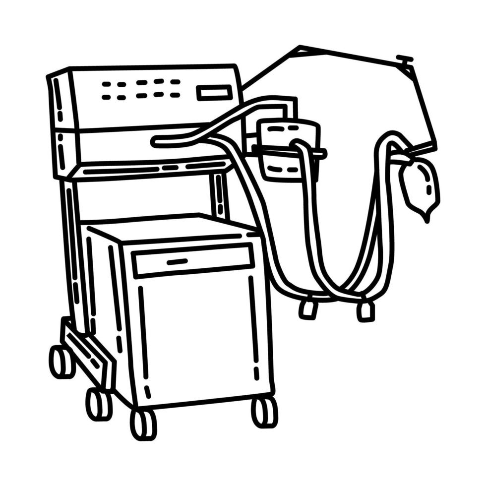 icono de la máquina de ventiladores médicos. garabato dibujado a mano o estilo de icono de contorno. vector