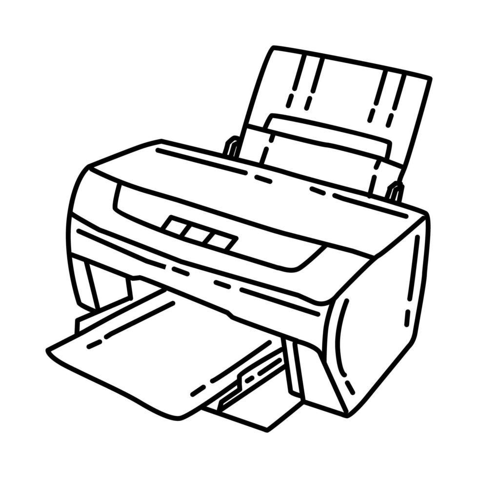 Printer Machine Icon. Doodle Hand Drawn or Outline Icon Style. vector