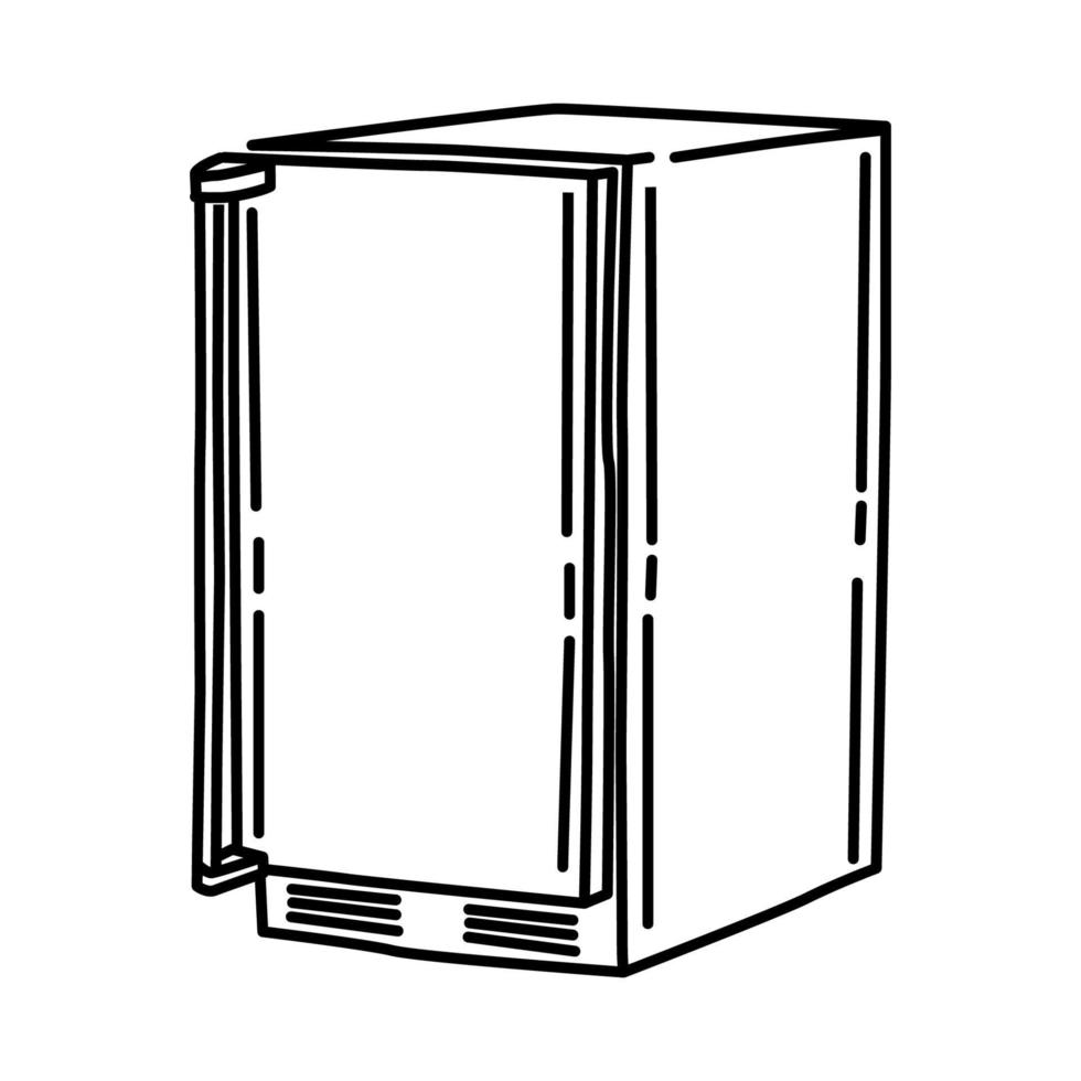 icono de la máquina refrigeradora. garabato dibujado a mano o estilo de icono de contorno. vector