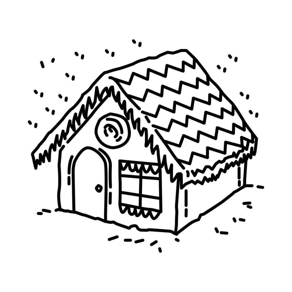 Make a Gingerbread House Icon. Doodle Hand Drawn or Outline Icon Style. vector