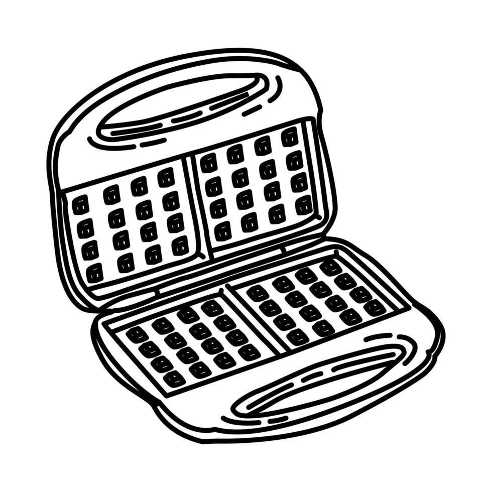 Waffle Maker Electric Icon. Doodle Hand Drawn or Outline Icon Style. vector
