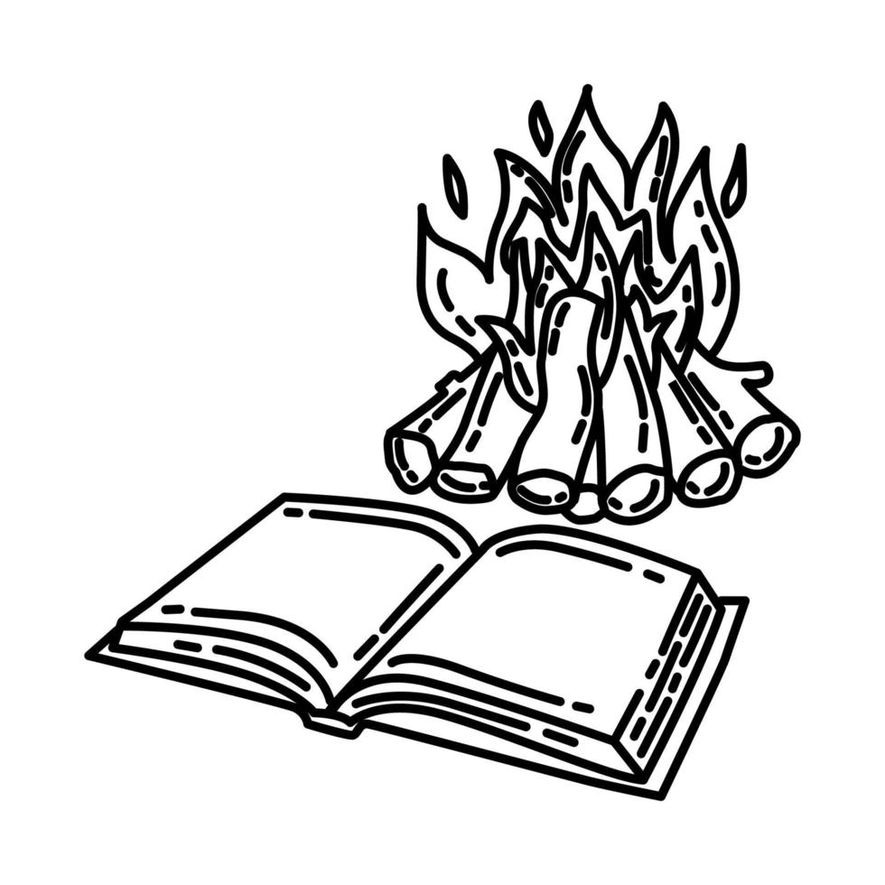 Read by the Fire Icon. Doodle Hand Drawn or Outline Icon Style. vector