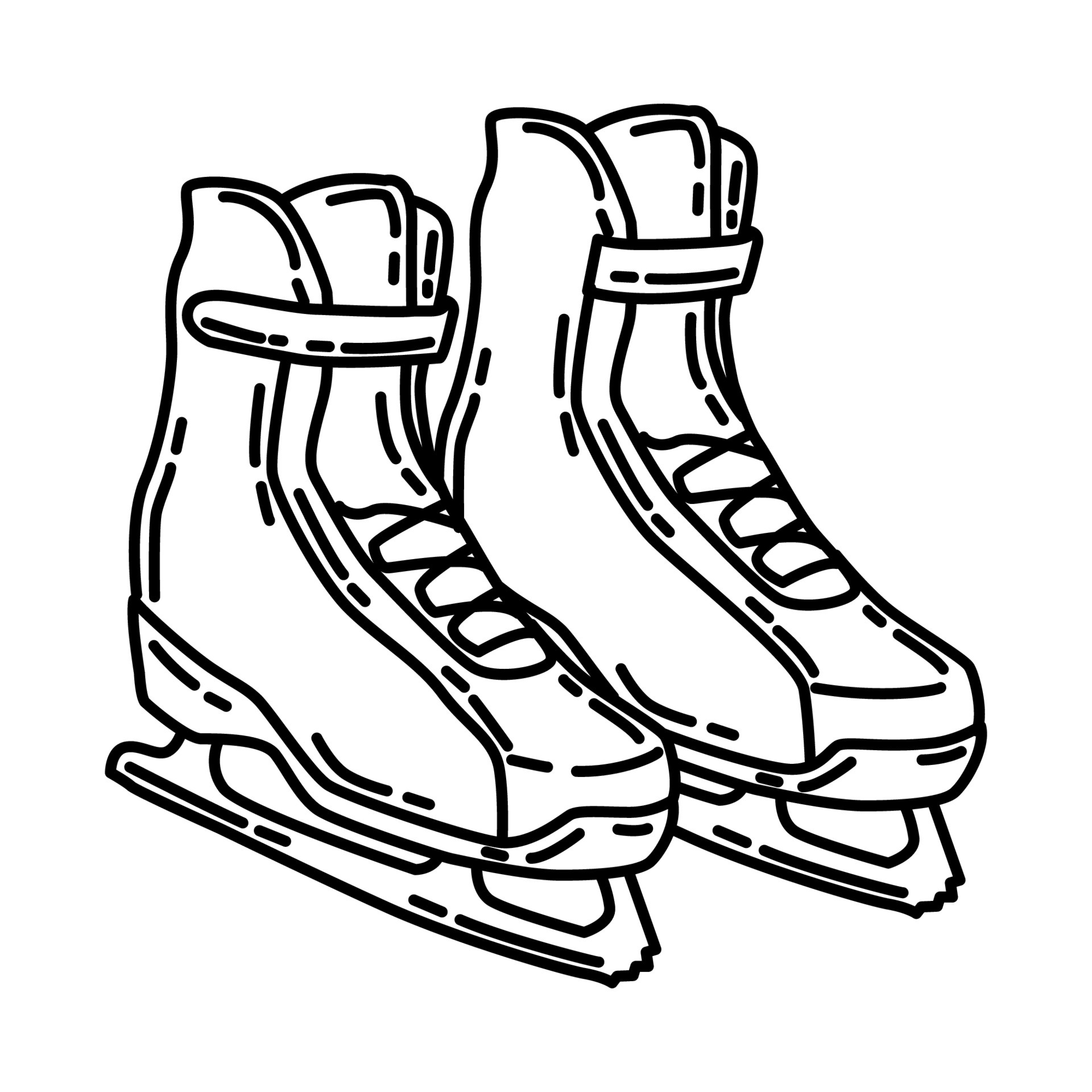 Winter Ice Skating Boots for Men Icon. Doodle Hand Drawn or Outline