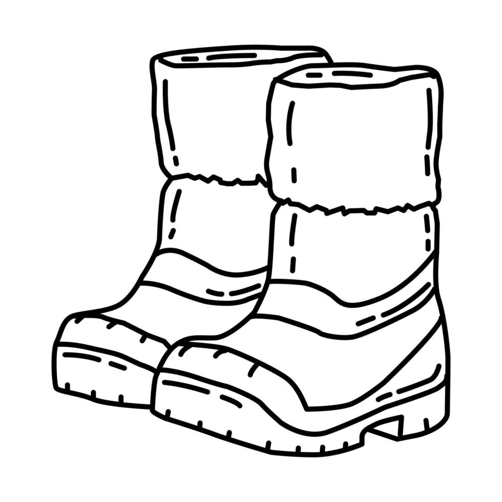 botas de invierno para el icono de los hombres. garabato dibujado a mano o estilo de icono de contorno. vector