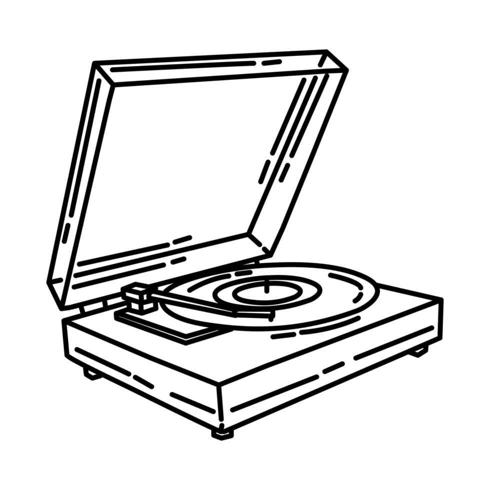 Vinyl Player Icon. Doodle Hand Drawn or Outline Icon Style. vector