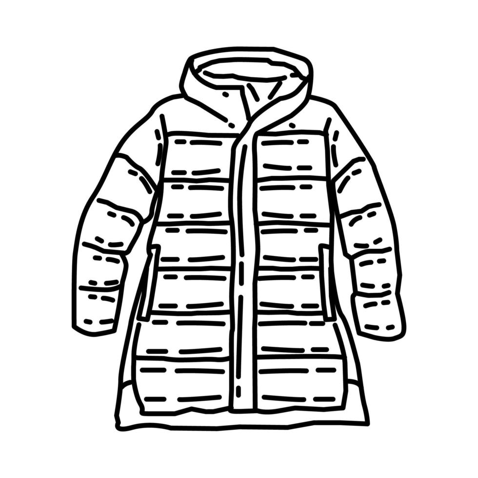 Winter Jacket for Women Icon. Doodle Hand Drawn or Outline Icon Style. vector