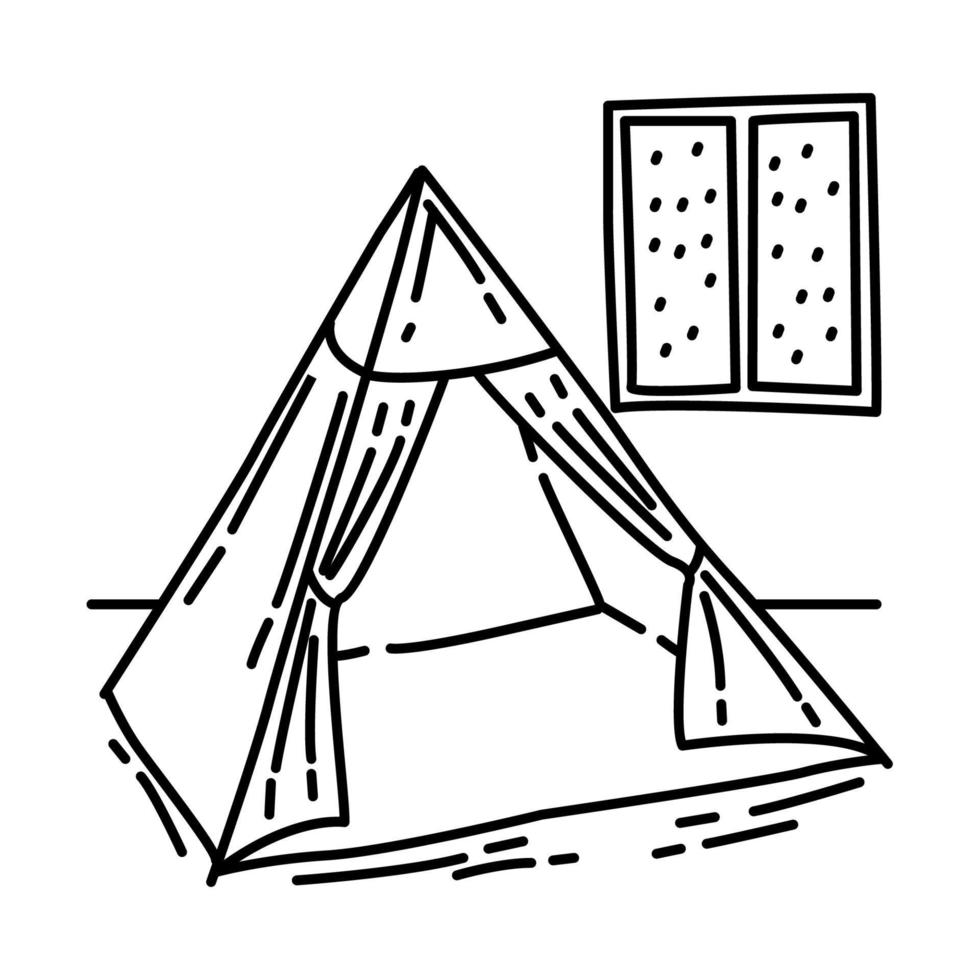 Camp out in the Family Room Icon. Doodle Hand Drawn or Outline Icon Style. vector