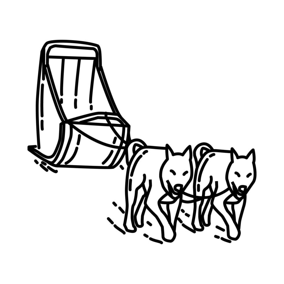 Go Dog Sledding Icon. Doodle Hand Drawn or Outline Icon Style. vector