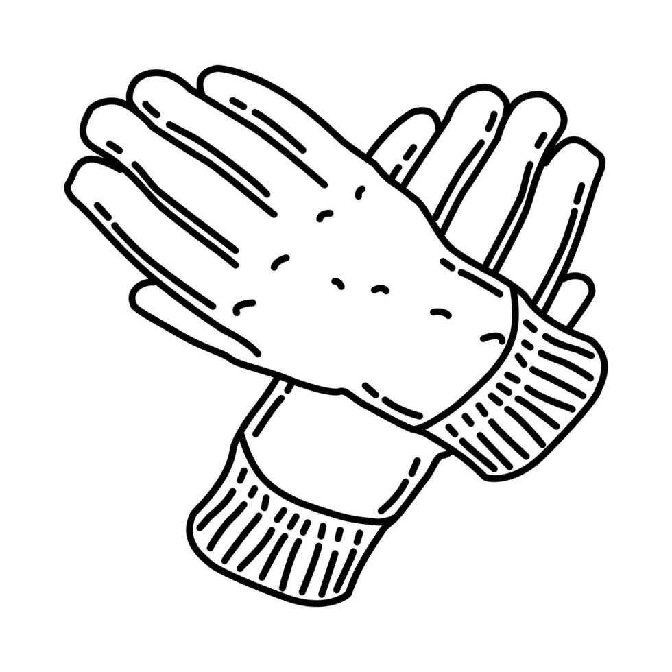 guantes de invierno para el icono de los hombres. garabato dibujado a mano o estilo de icono de contorno. vector