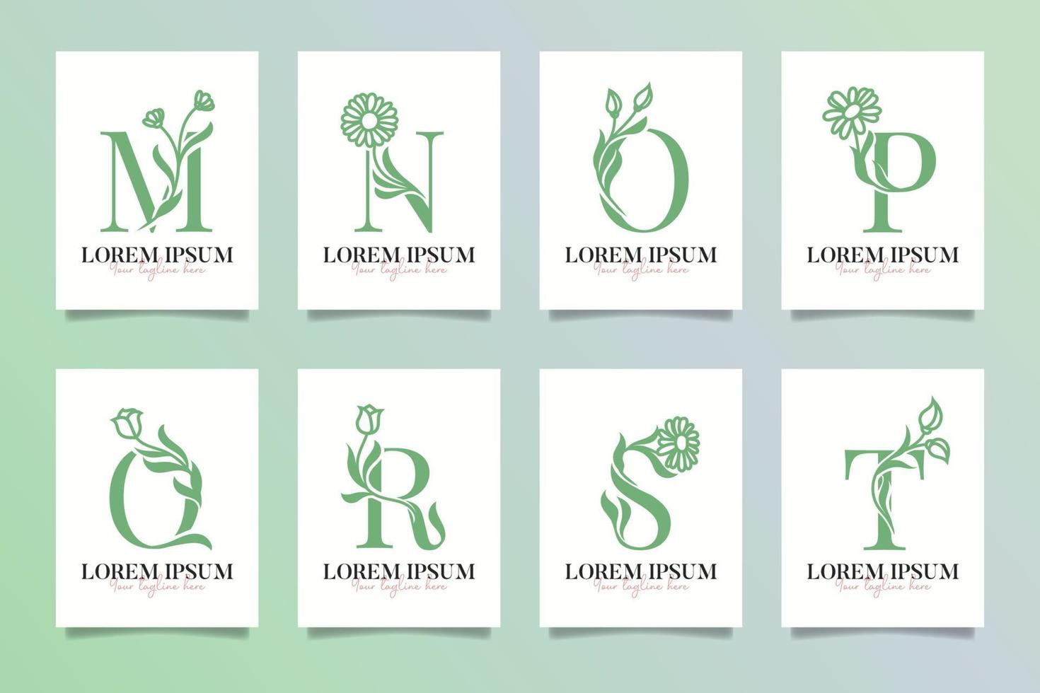 Feminim Beauty Monogram logo Letter M, N, O, P, Q, R, S and T vector