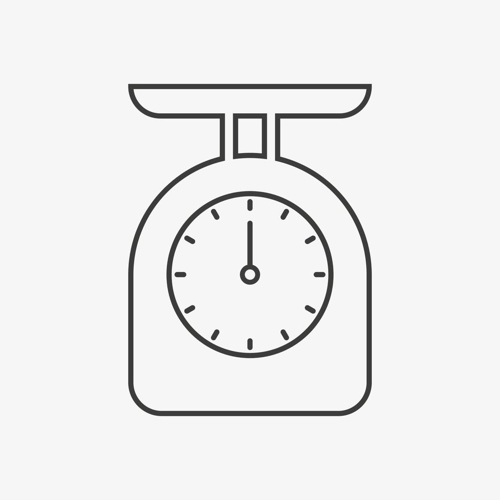 Food scale vector icon isolated on white background. Kitchen tool sign.