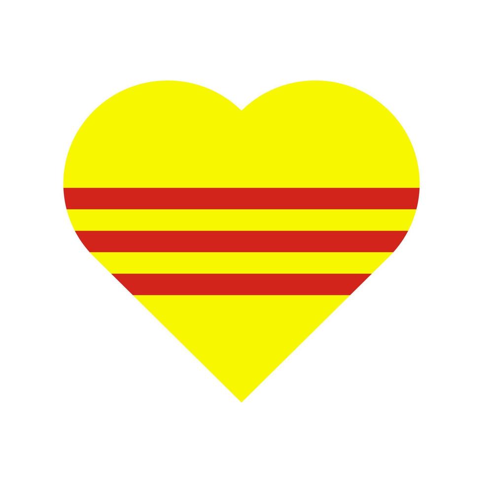 la bandera de vietnam del sur en forma de corazón. icono de vector de bandera vietnamita del sur aislado sobre fondo blanco.