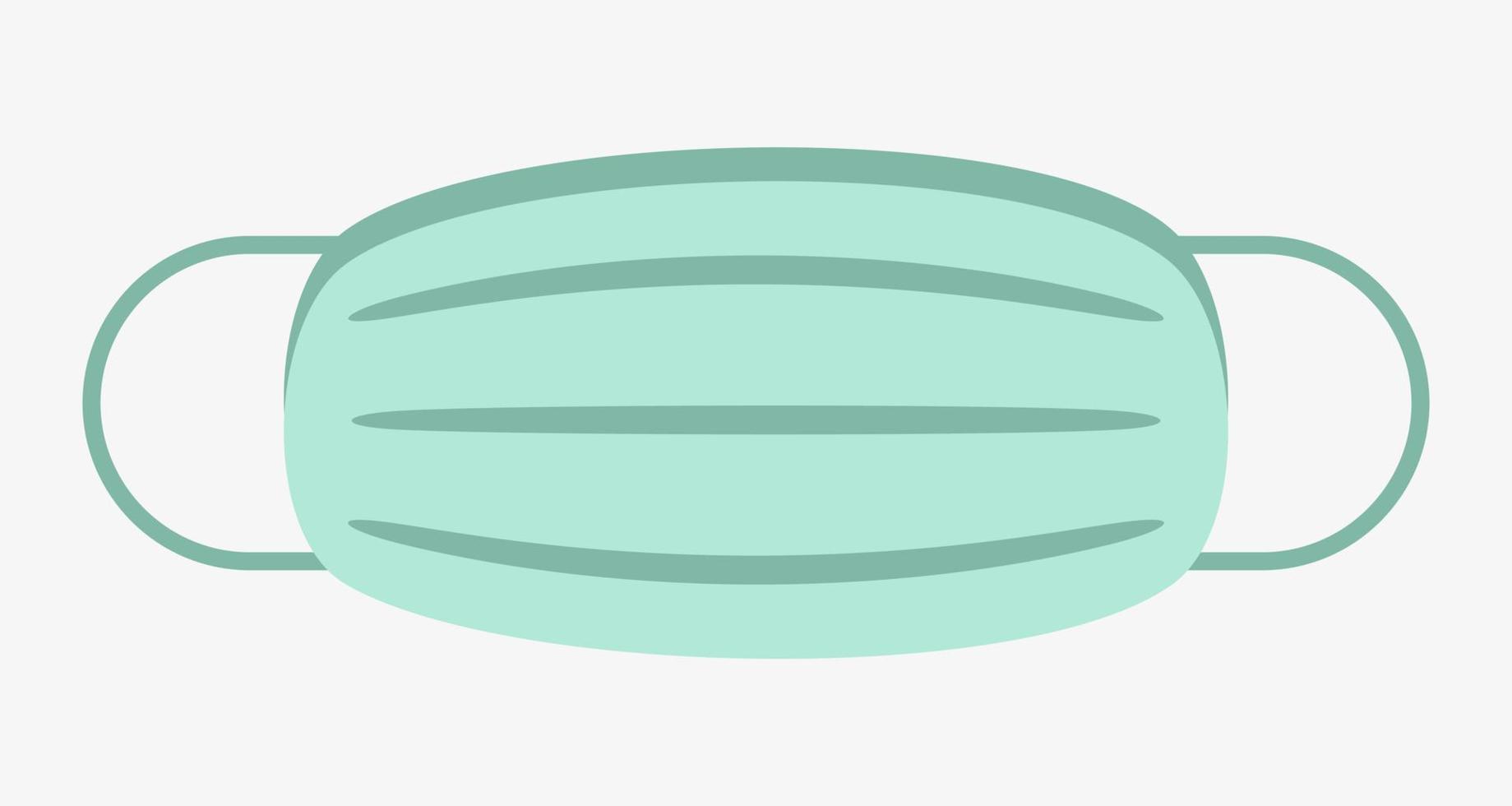 Simple vector illustration of light green surgical mask isolated on white background.