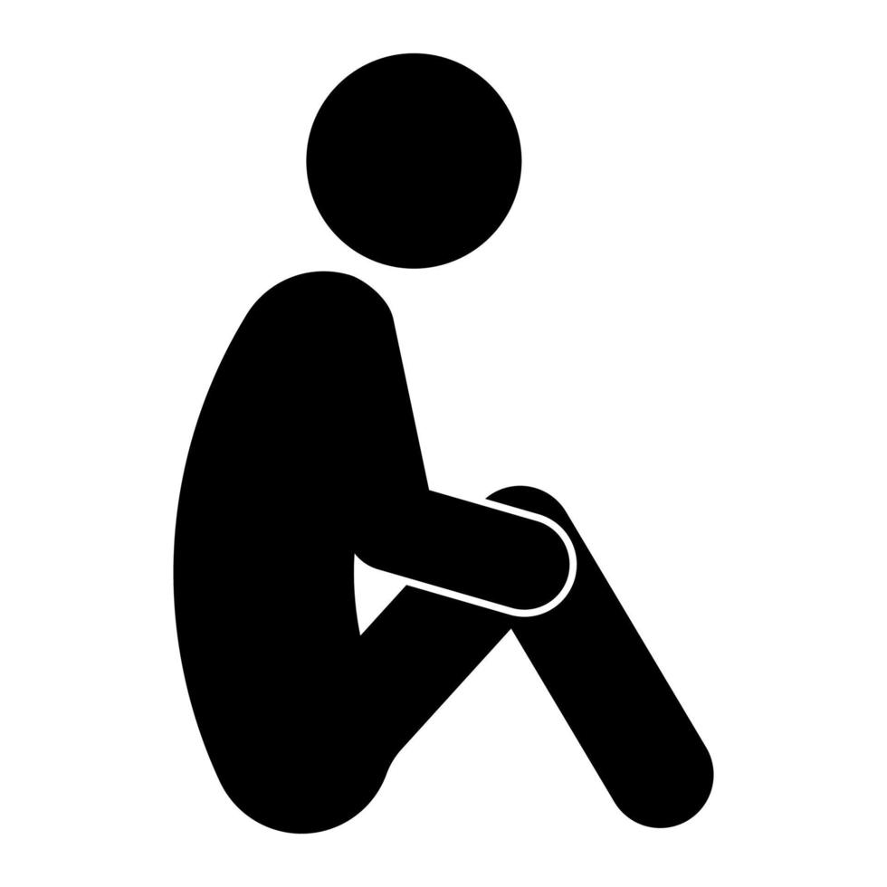 Man sitting on the ground icon. Vector illustration isolated on white background.