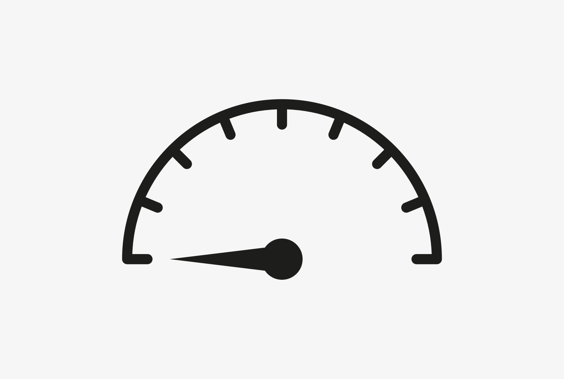 Tachometer, speedometer vector icon. Performance measurement symbol