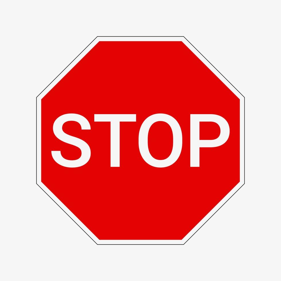 icono de vector de señal de stop aislado sobre fondo blanco.