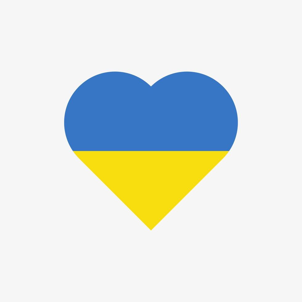 The flag of Ukraine in a heart shape. Ukrainian flag vector icon isolated on white background.