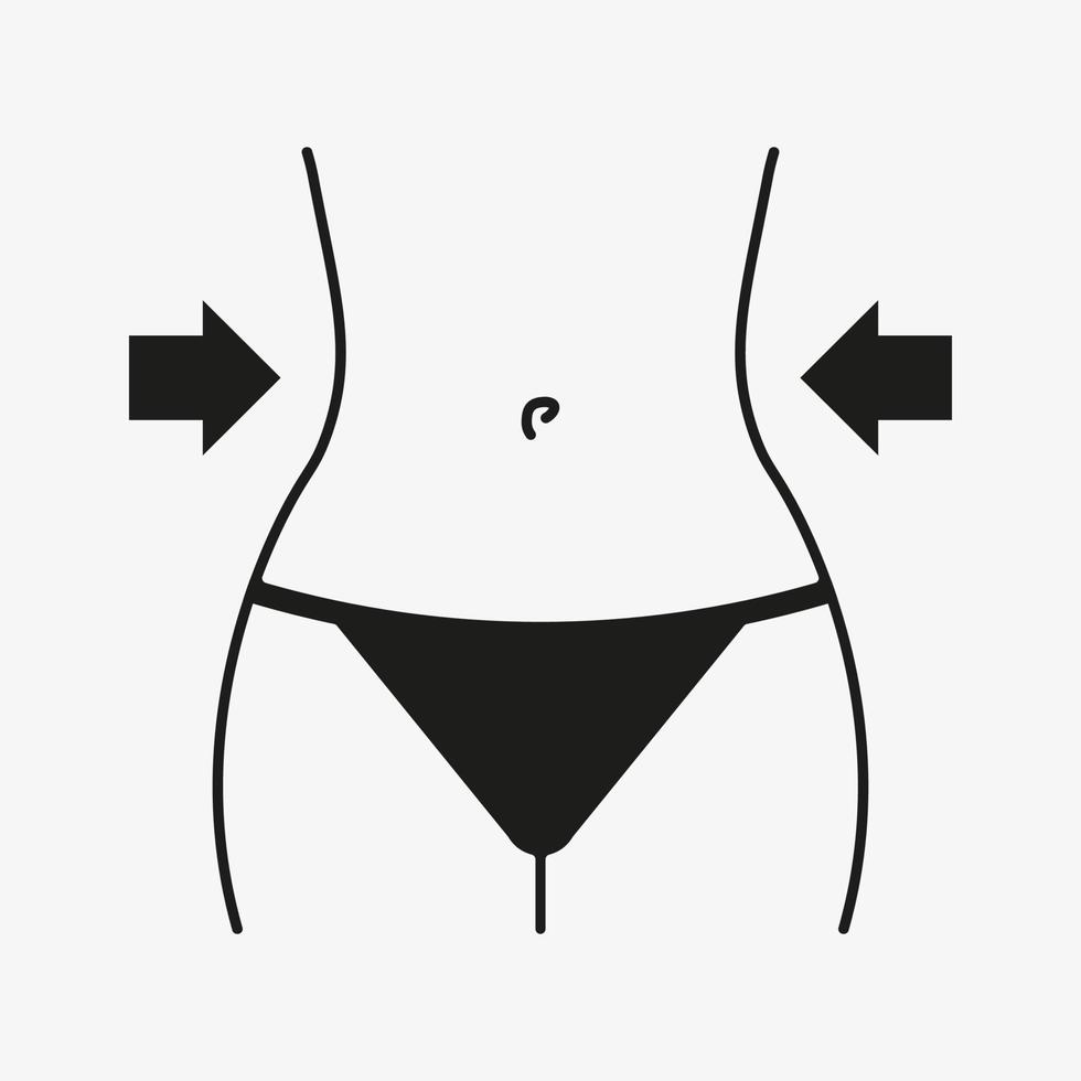 icono de pérdida de peso. Ilustración de vector de cintura femenina delgada aislada sobre fondo blanco.