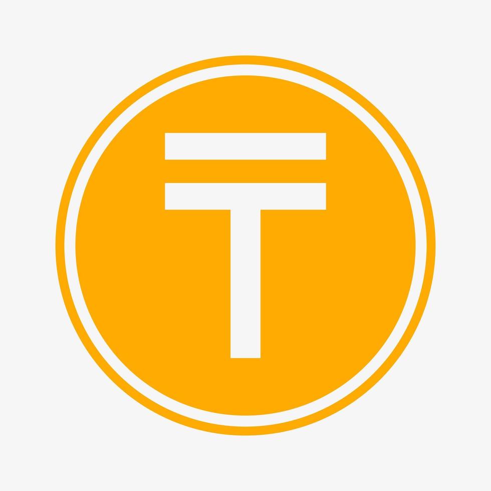 Tenge icon. Kazakh currency symbol. Vector illustration. Coin symbol.