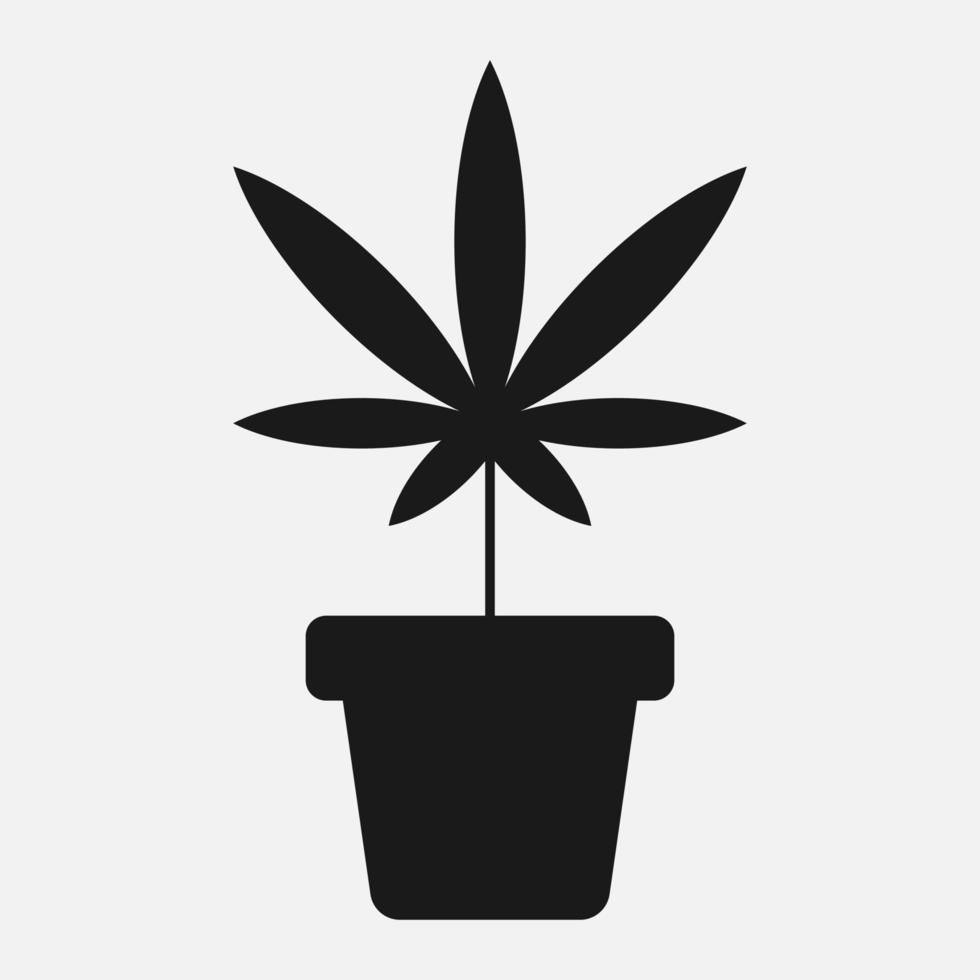 Marijuana in flowerpot vector icon isolated on white background. Growing weed symbol.