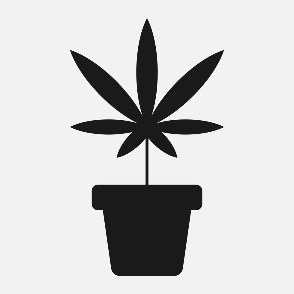 marihuana en icono de vector de maceta aislado sobre fondo blanco. símbolo de maleza en crecimiento.