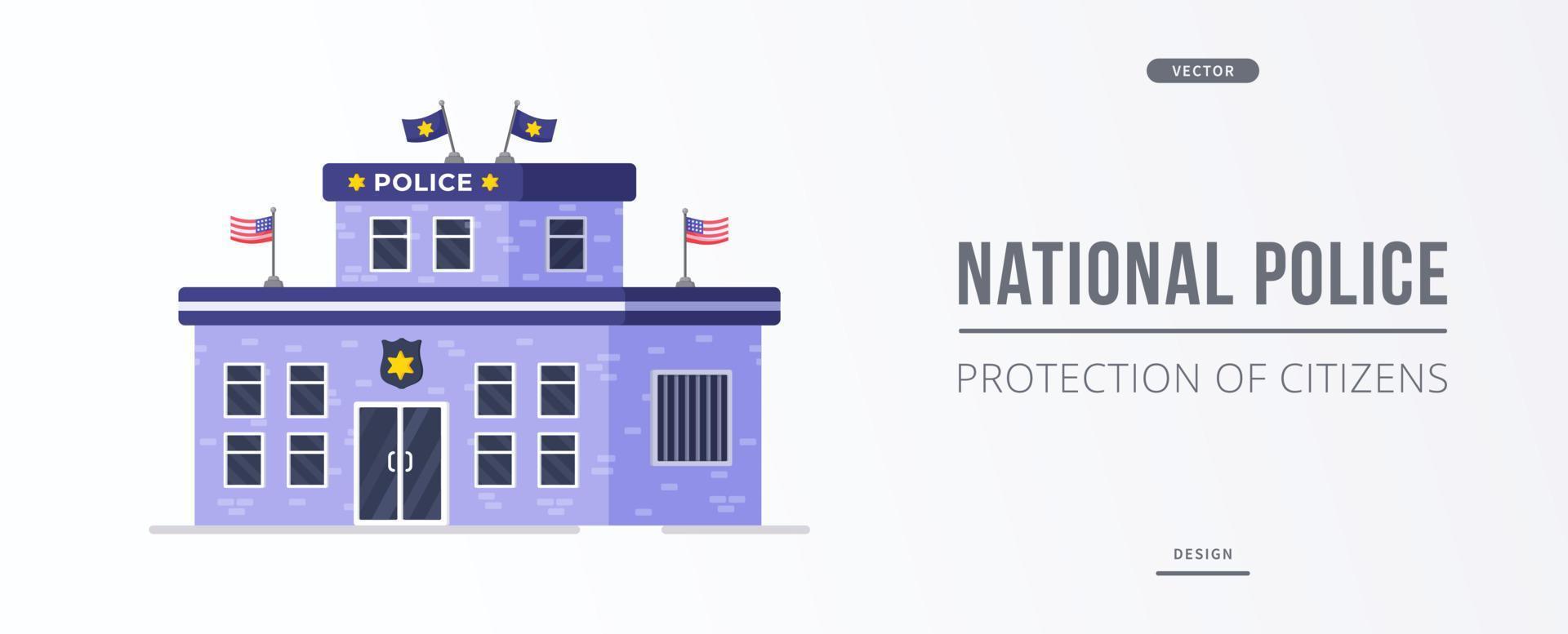 Vector illustration of the police department. In honor of the heroic policeman.