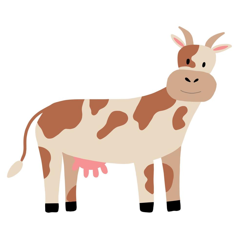 ilustración vectorial de vaca aislada sobre fondo blanco. linda vaca dibujada a mano. animal de granja. vector