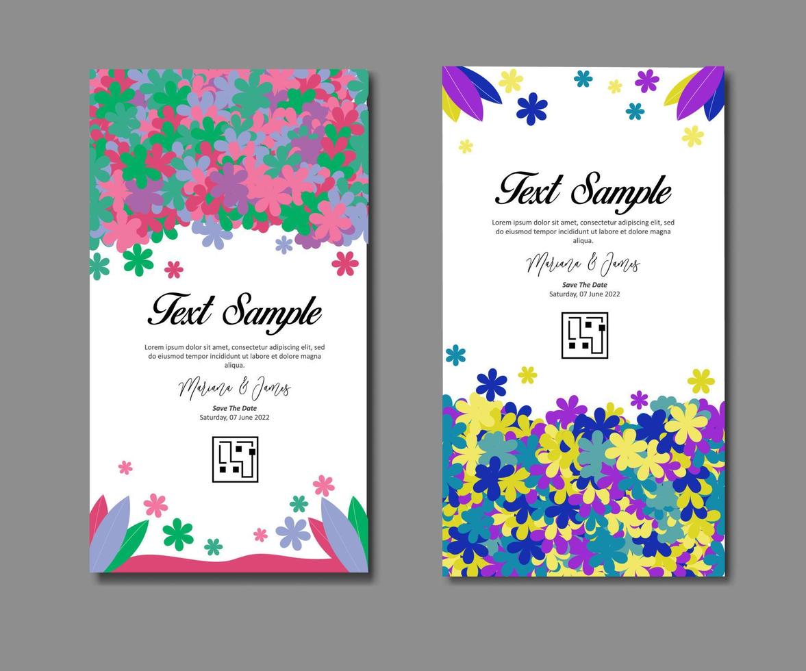 tarjeta de invitación con fondo de flores de colores vector