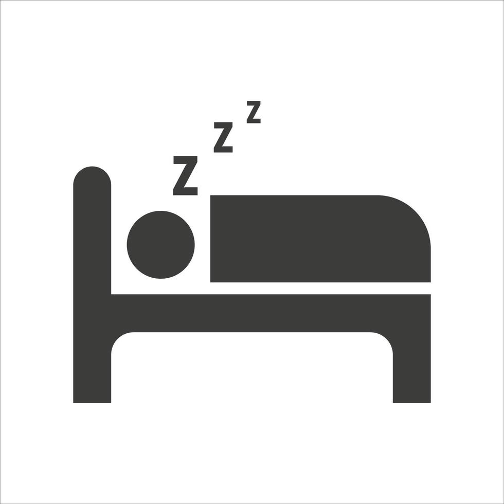 Sleeping icon isolated on white background. Dream vector illustration. Bed pictogram.