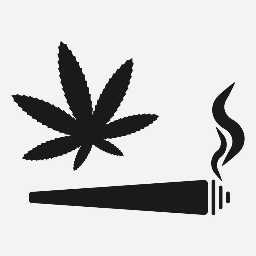 Marijuana joint and leaf vector icon isolated on white background