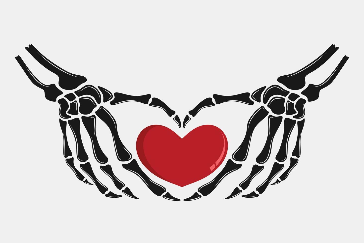 Skeleton hand showing heart shape. vector